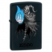 Запальничка Zippo 28033 GHOSTLY FLAME BLACK MATTE 28033