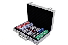 Набір для гри в покер в алюмінієвому кейсі (200 фішок, 2 колоди карт)