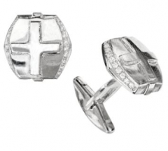 Серебряные запонки "Silver Shield"