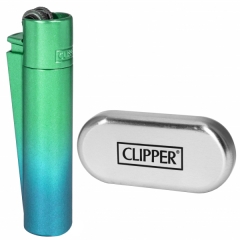 Зажигалка Clipper Metal Green - Blue