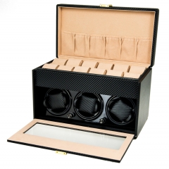 Скринька для підзаведення трьох годинників Rothenschild black & creamy